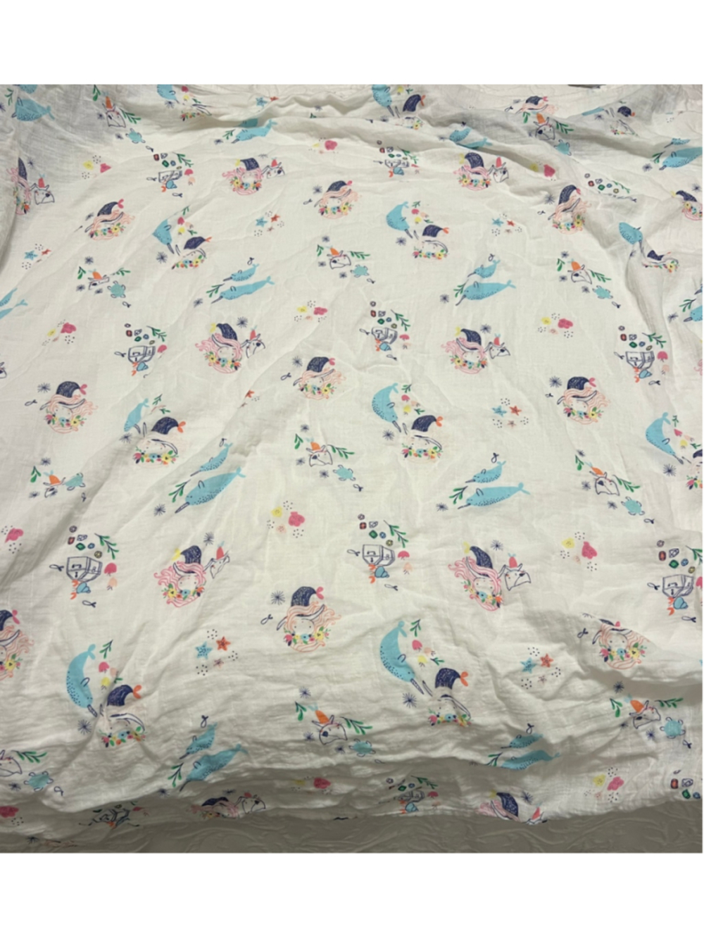 Angel Dear Baby Swaddle Blanket One Size White Mermaid Narwhal Print